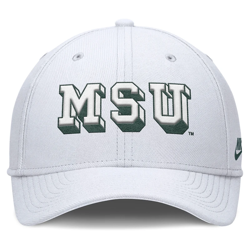 Men's Nike White Michigan State Spartans Rise Academic Dri-FIT Flex Hat