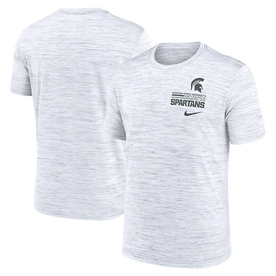 T-shirt Nike blanc pour homme, modèle Velocity Stacked Performance des Spartans de l'État du Michigan