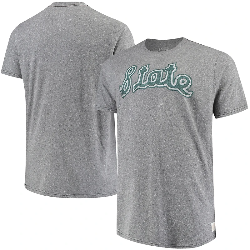 Men's Original Retro Brand Gray Michigan State Spartans Big & Tall Tri-Blend T-Shirt