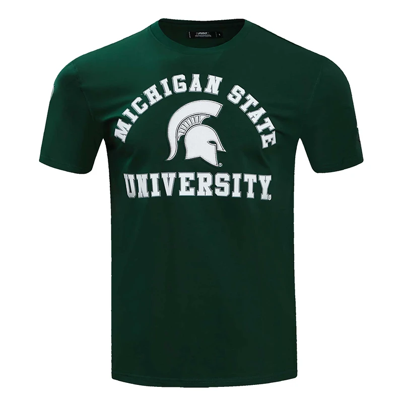 T-shirt vert classique avec logo empilé des Spartans de l'État du Michigan Pro Standard pour hommes