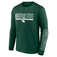 T-shirt à manches longues avec graphique deux coups pour hommes Profile Green Michigan State Spartans Big & Tall