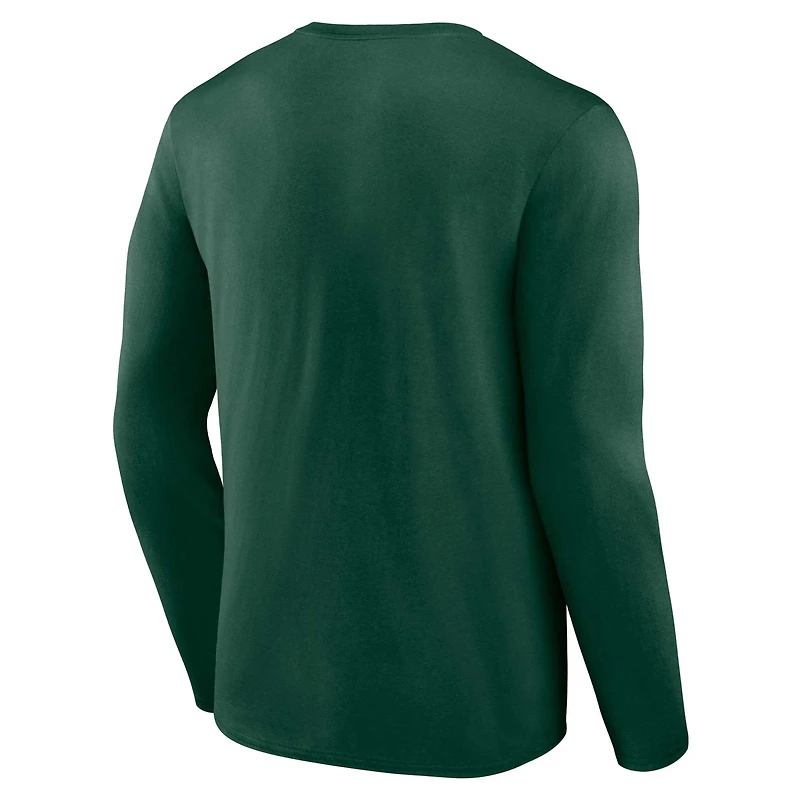T-shirt à manches longues avec graphique deux coups pour hommes Profile Green Michigan State Spartans Big & Tall
