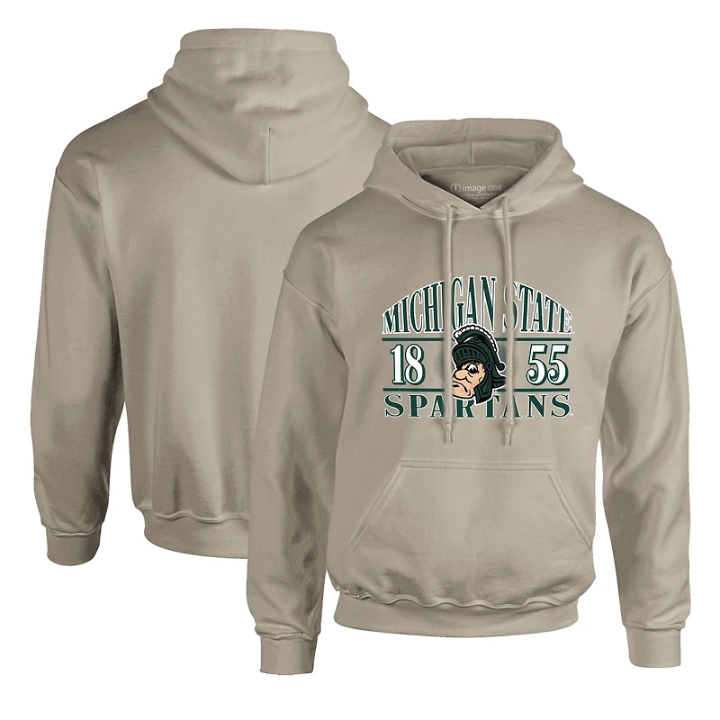 Sweat à capuche imprimé Upper Arch Letters pour homme, couleur crème, Michigan State Spartans