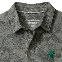 Men's Tommy Bahama Gray Michigan State Spartans Palm Fresco Hibiscus IslandZone® Polo