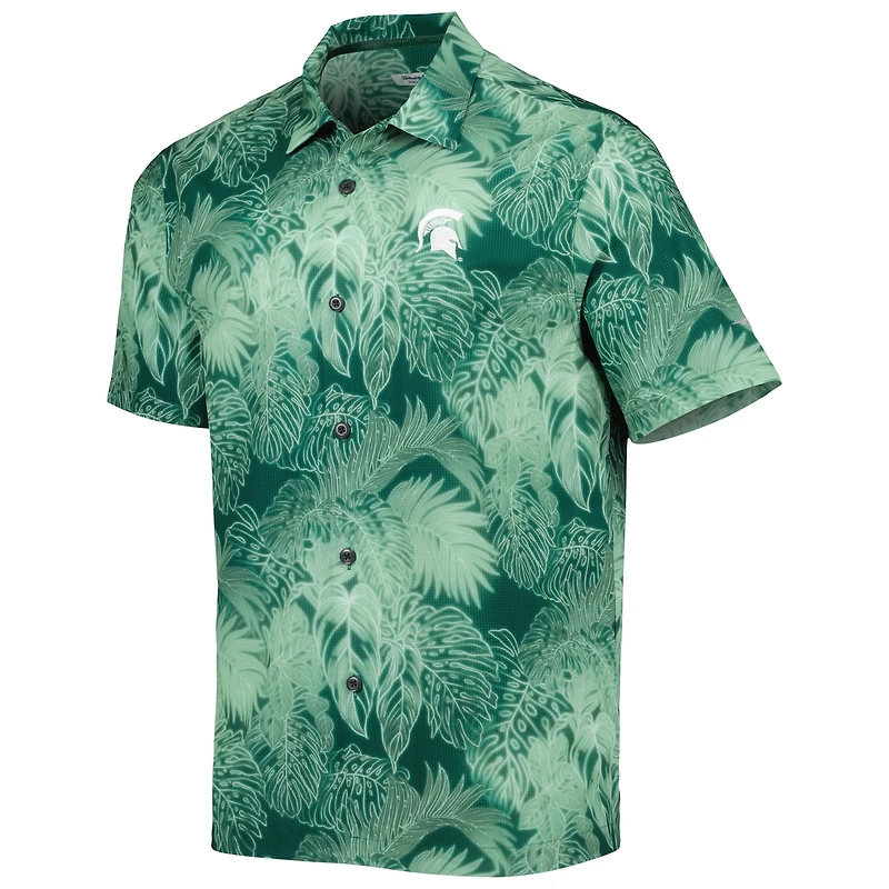 Men's Tommy Bahama Green Michigan State Spartans Big & Tall Coast Luminescent Fronds IslandZone Button-Up Camp Shirt