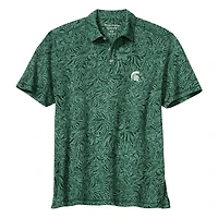 Men's Tommy Bahama  Green Michigan State Spartans IslandZone Wild Hibiscus Tri-Blend Polo
