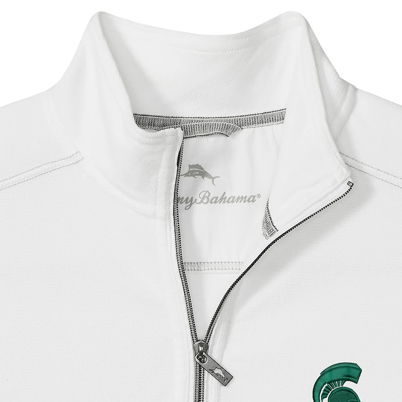 Men's Tommy Bahama White Michigan State Spartans Montego Bay Half-Zip Jacket