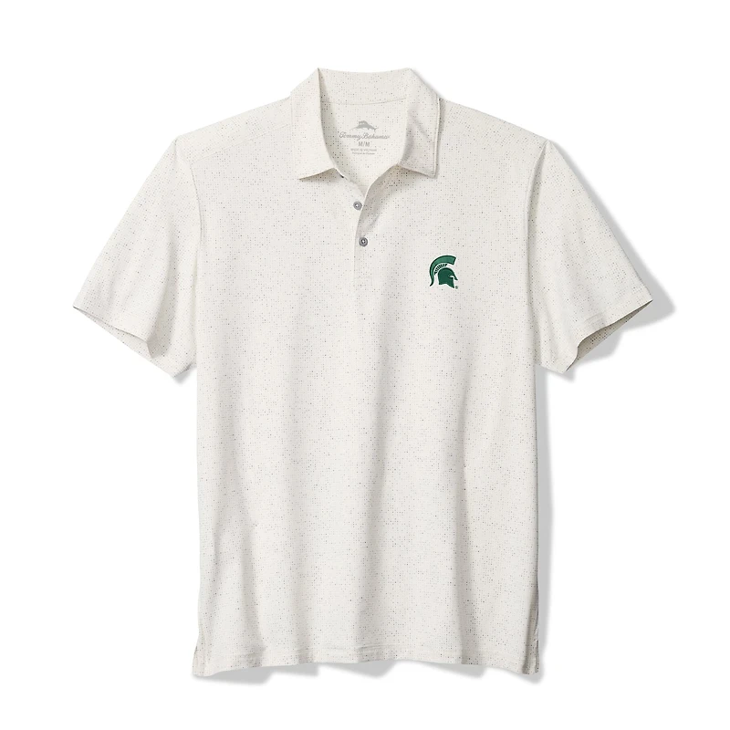 Polo Tommy Bahama blanc pour homme, Michigan State Spartans Palm Dunes IslandZone