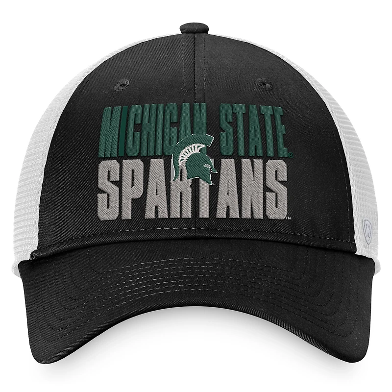 Casquette Snapback Top of the World pour hommes, noir/blanc, Michigan State Spartans Stockpile Trucker
