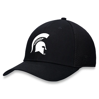 Men's Top of the World Black Michigan State Spartans Spacer Flex Hat