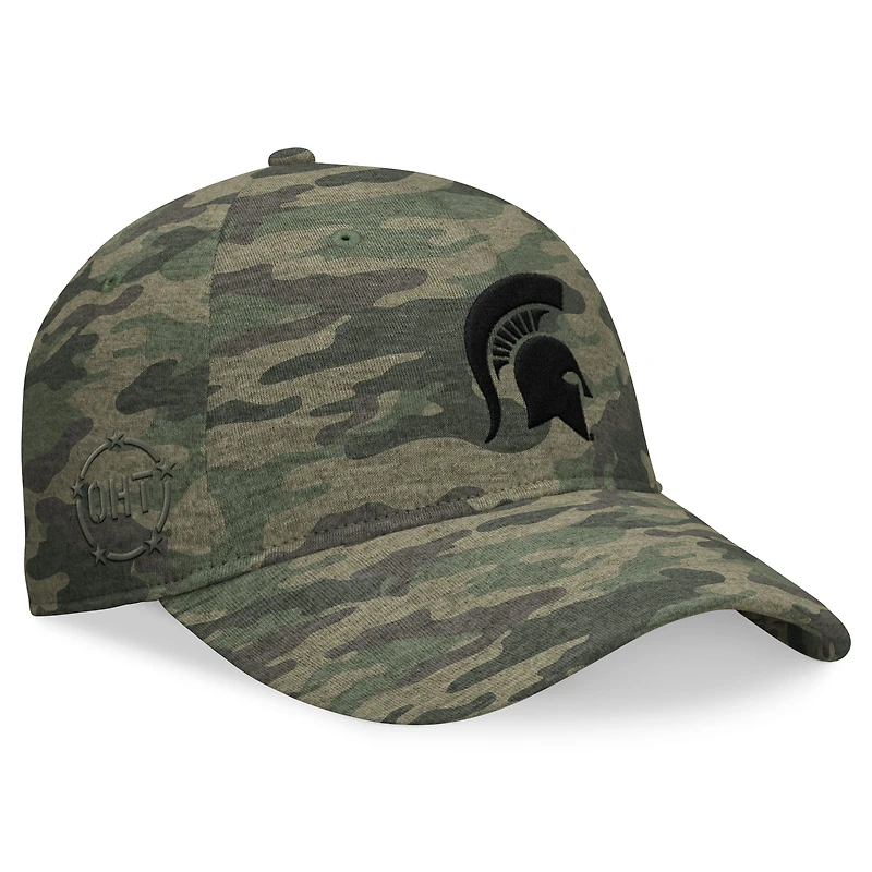 Casquette réglable pour hommes Top of the World Camo Michigan State Spartans OHT Military Appréciation Hound