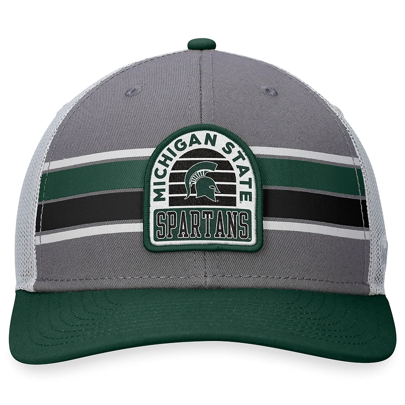 Casquette ajustable Top of the World Michigan State Spartans Aurora Trucker pour homme, gris/vert