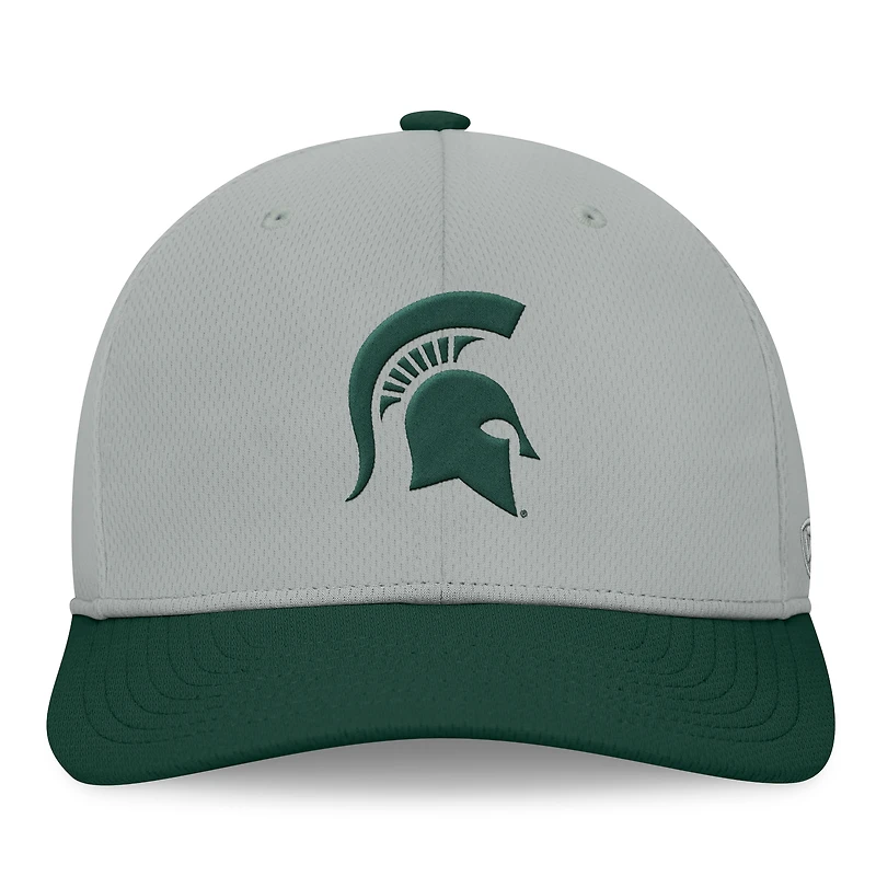 Men's Top of the World  Gray/Green Michigan State Spartans Mick Flex Hat