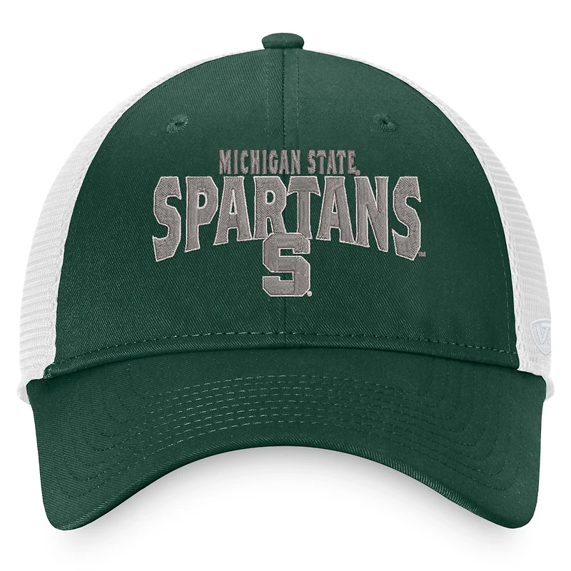 Casquette Snapback Top of the World vert/blanc Michigan State Spartans Breakout Trucker pour hommes