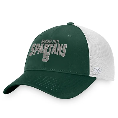 Casquette Snapback Top of the World vert/blanc Michigan State Spartans Breakout Trucker pour hommes