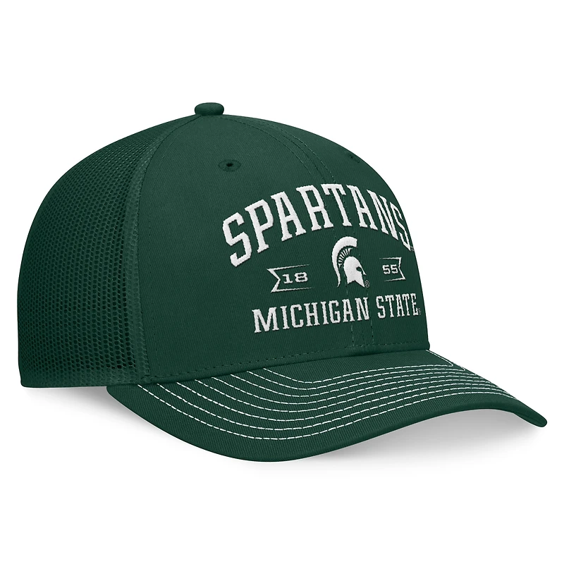 Casquette réglable Top of the World pour hommes, Michigan State Spartans Carson Trucker, vert