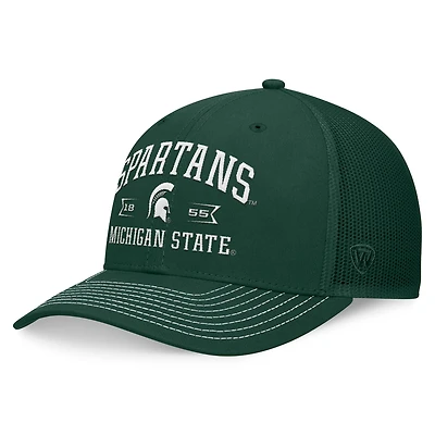 Casquette réglable Top of the World pour hommes, Michigan State Spartans Carson Trucker, vert