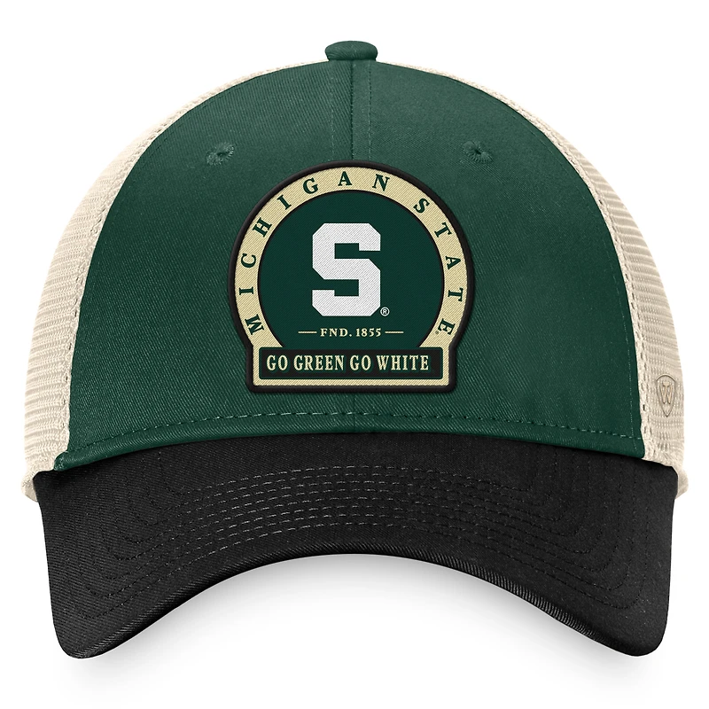 Casquette ajustable de camionneur raffiné Top of the World pour hommes, vert Michigan State Spartans