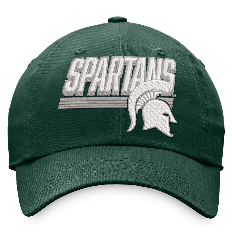 Casquette réglable Top of the World verte Michigan State Spartans Slice pour hommes