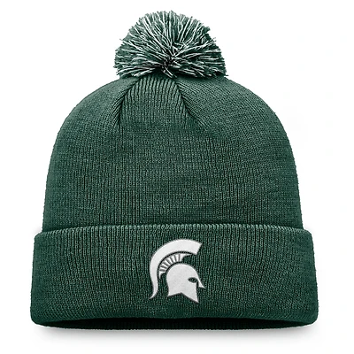 Men's Top of the World Green Michigan State Spartans Team Logo Cuffed Knit Hat with Pom