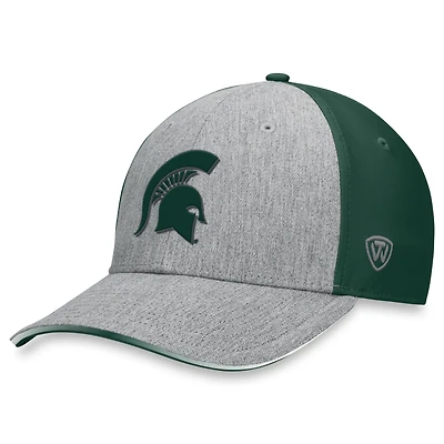 Men's Top of the World Heather Gray/Green Michigan State Spartans Merge Flex Hat