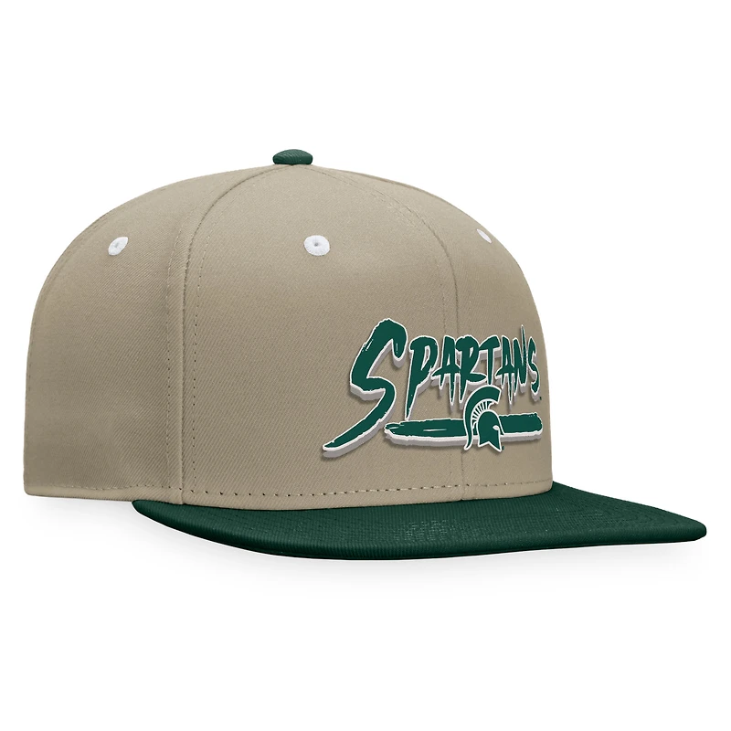 Casquette Snapback Top of the World kaki/vert pour hommes des Michigan State Spartans Land