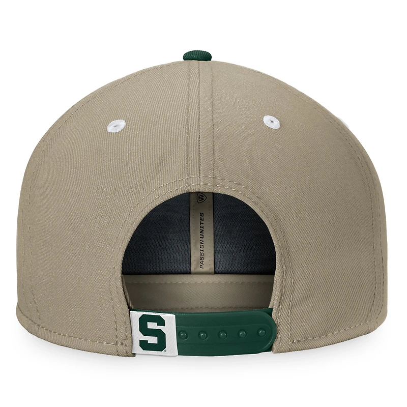Casquette Snapback Top of the World kaki/vert pour hommes des Michigan State Spartans Land