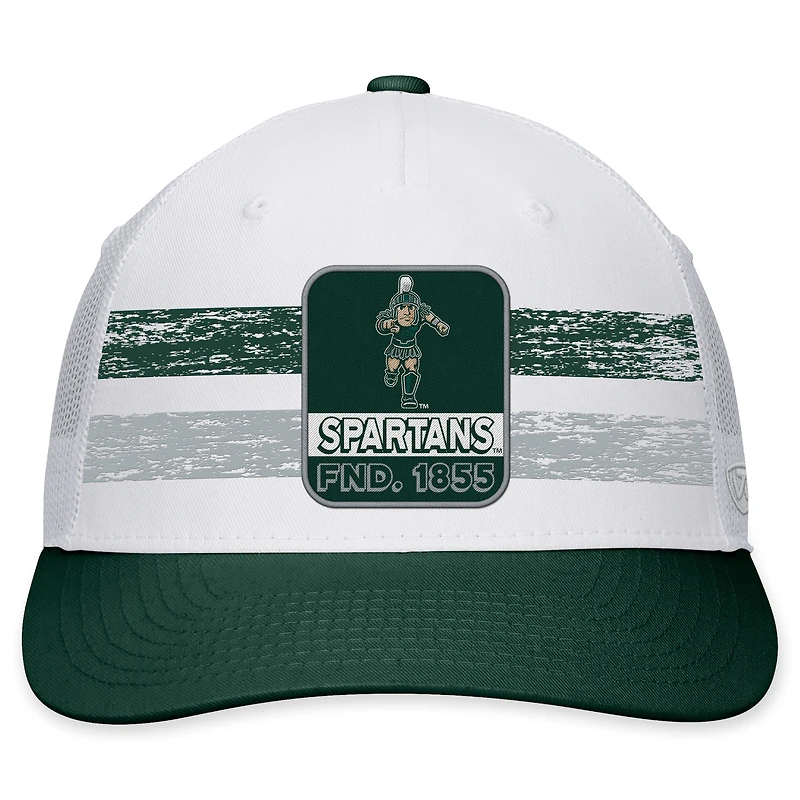 Haut du monde pour homme Blanc/vert Michigan State Spartans Retro Fade Snapback Hat