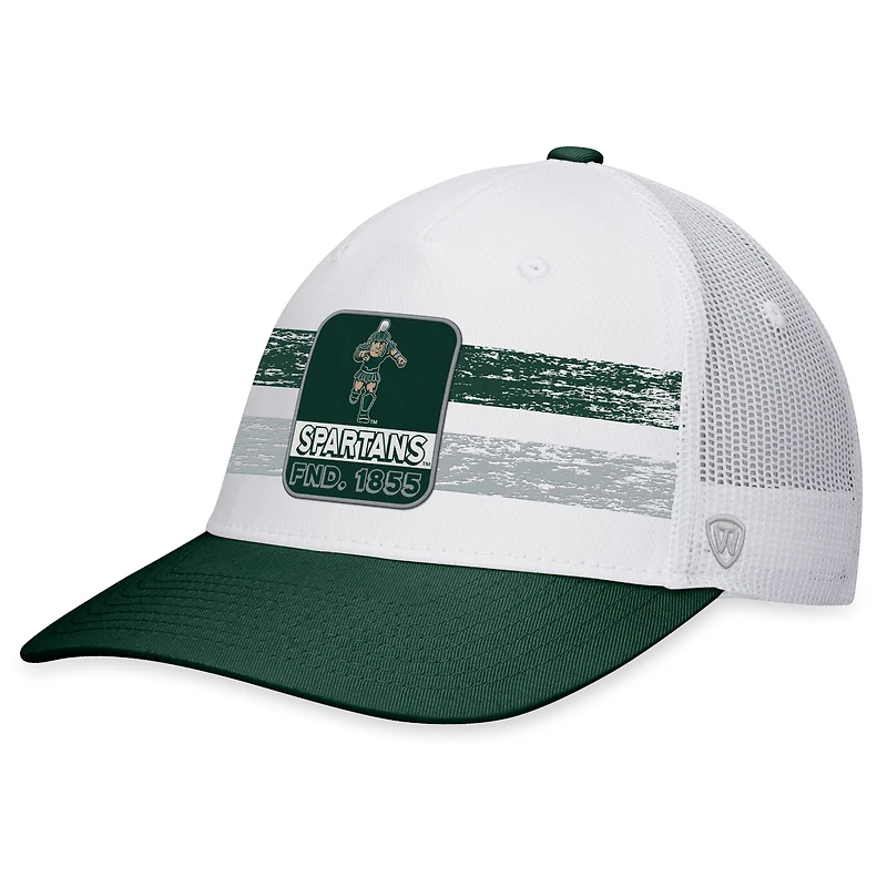Haut du monde pour homme Blanc/vert Michigan State Spartans Retro Fade Snapback Hat