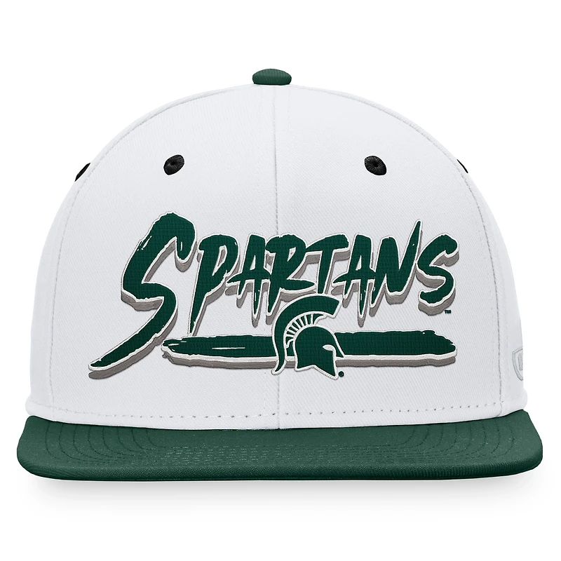 Casquette Snapback Top of the World pour hommes, blanc/vert, Michigan State Spartans Sea