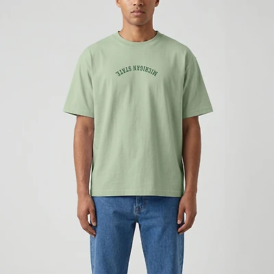 Men's Uscape Apparel Green Michigan State Spartans Upside Down Embroidered Vintage Heavyweight T-Shirt