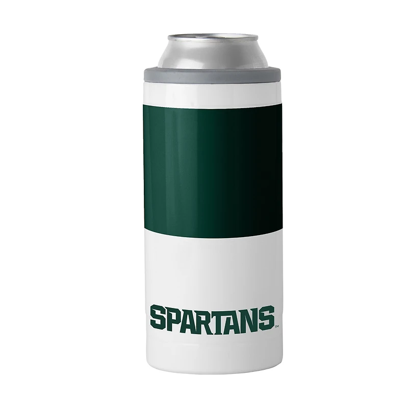 Glacière mince à blocs de couleurs de 12 oz des Spartans de l'État du Michigan