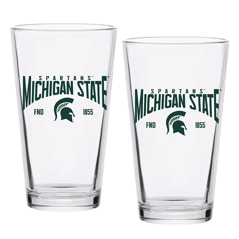 Ensemble de deux verres à pinte Michigan State Spartans de 473 ml (16 oz).