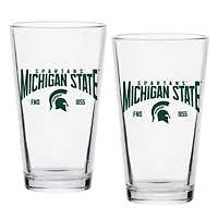 Ensemble de deux verres à pinte Michigan State Spartans de 473 ml (16 oz).