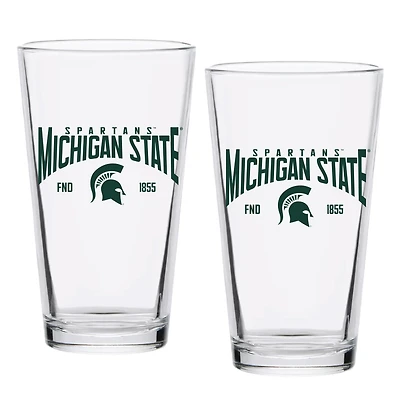 Ensemble de deux verres à pinte de 16 oz des Spartans de l'État du Michigan