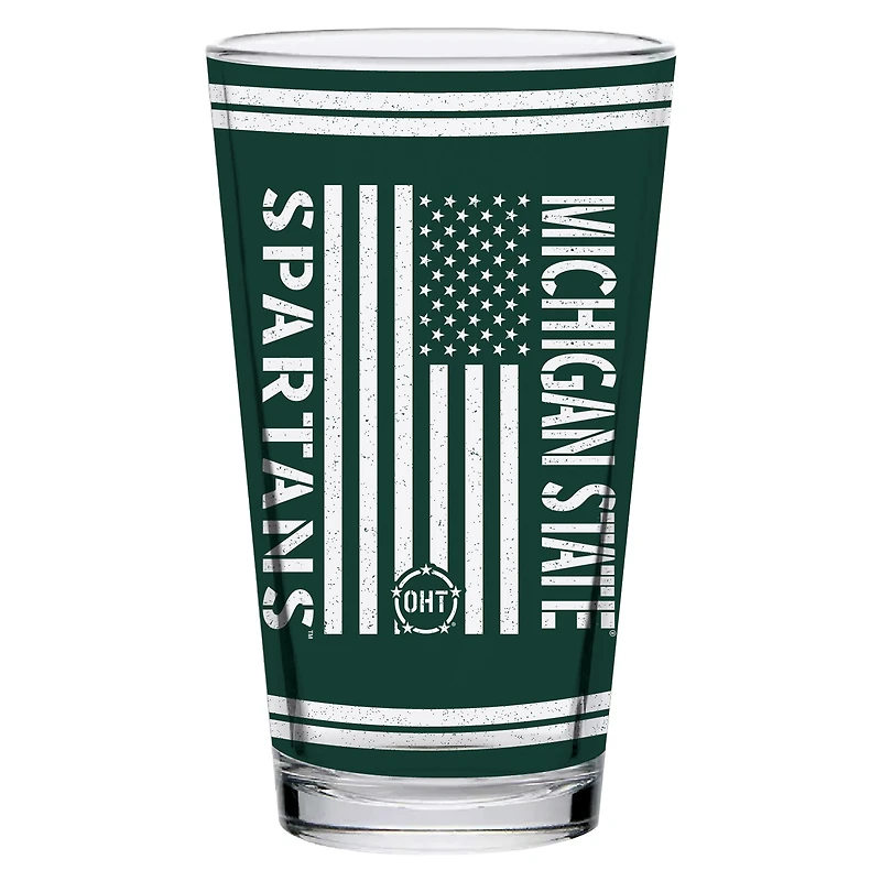 Spartiates de l'État du Michigan 16oz. Verre à pinte d’appréciation militaire OHT