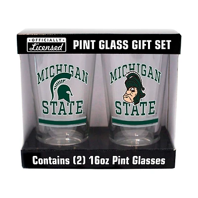 Spartiates de l'État du Michigan 16oz. Verre à pinte, paquet de deux