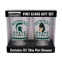 Spartiates de l'État du Michigan 16oz. Verre à pinte, paquet de deux