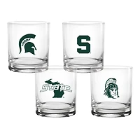 Lot de 4 verres à whisky de collection Michigan State Spartans de 14 oz