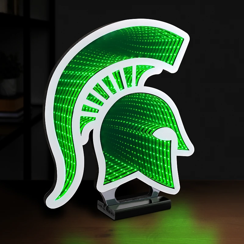 Lampe LED Infinity avec logo des Spartans de l'État du Michigan