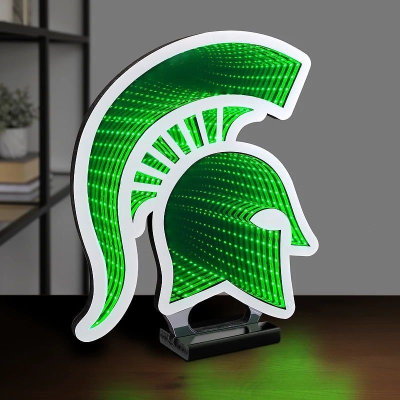 Lampe LED Infinity avec logo des Spartans de l'État du Michigan