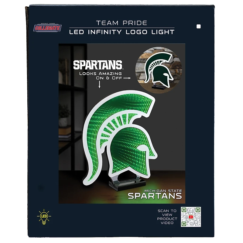 Lampe LED Infinity avec logo des Spartans de l'État du Michigan
