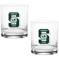 Michigan State Spartans Two Pack 14oz. Vault Sketch Rocks Glass Set
