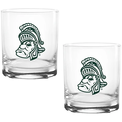 Michigan State Spartans Two Pack 14oz. Vault Sketch Rocks Glass Set