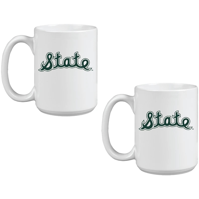 Lot de deux tasses en céramique Vault Sketch de 425 ml des Spartans de l'État du Michigan