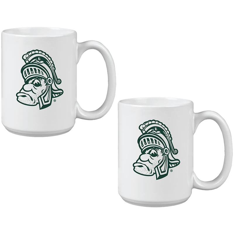 Lot de deux tasses en céramique Vault Sketch de 425 ml des Spartans de l'État du Michigan