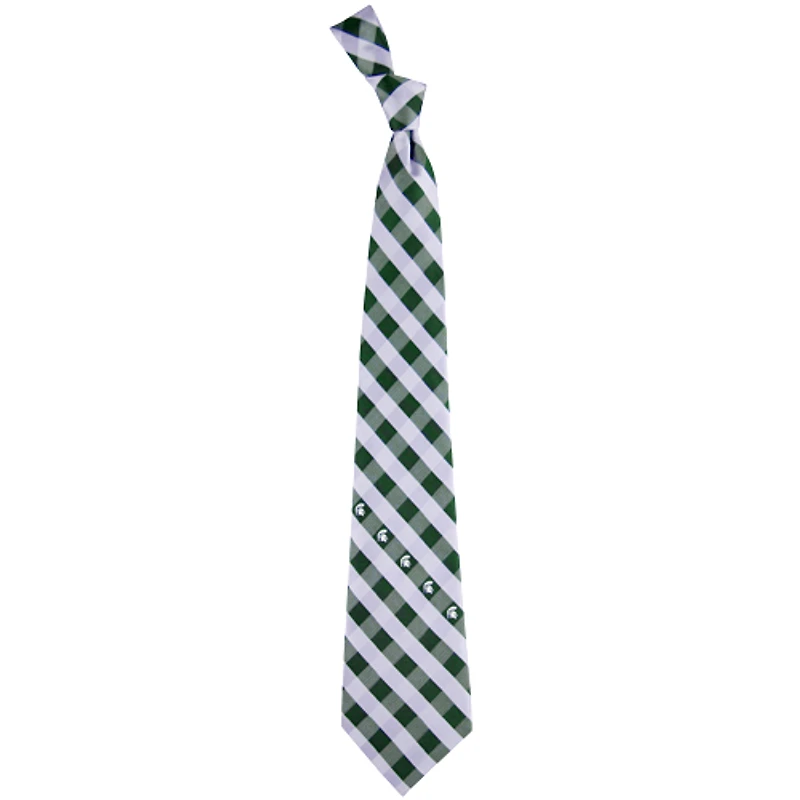 Cravate tissée à carreaux Michigan State Spartans - Vert/Gris
