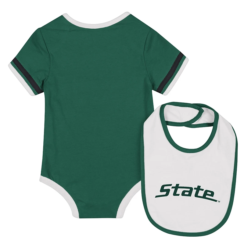 Ensemble body et bavoir vert Colosseum Michigan State Spartans pour nouveau-né bébé