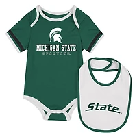 Ensemble body et bavoir vert Colosseum Michigan State Spartans pour nouveau-né bébé