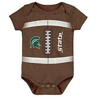Newborn & Infant Brown Michigan State Spartans Catch Me Football Bodysuit